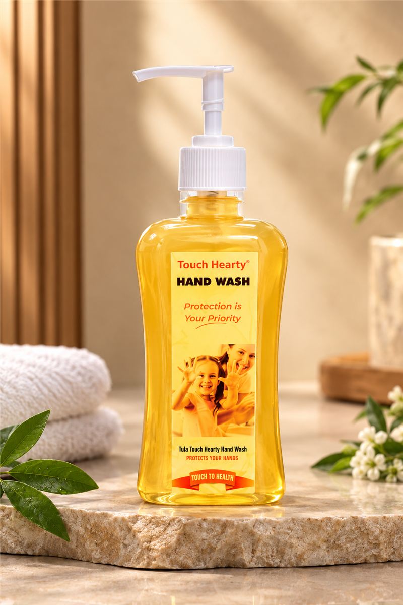 Herbal hand wash bottle in a spa setting