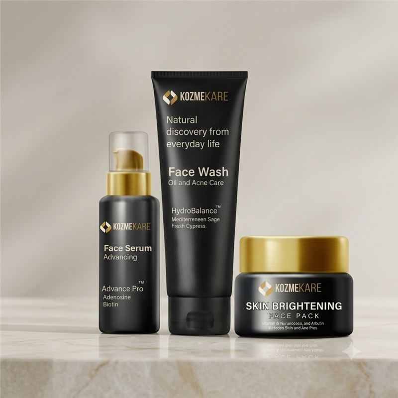 Kozmekare face wash, face serum and skin brightening face pack